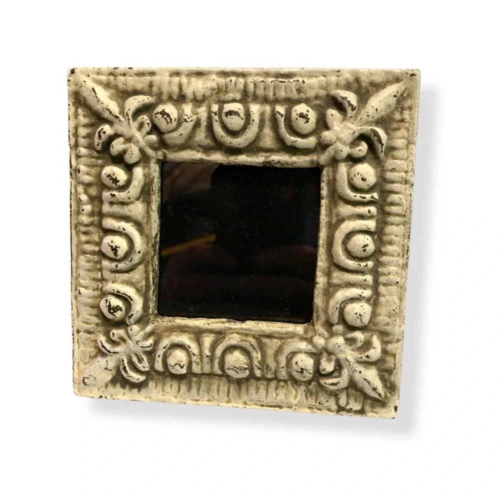VTG Mini Picture Frame Heavy Ornate Cast Iron Micro 2.5
